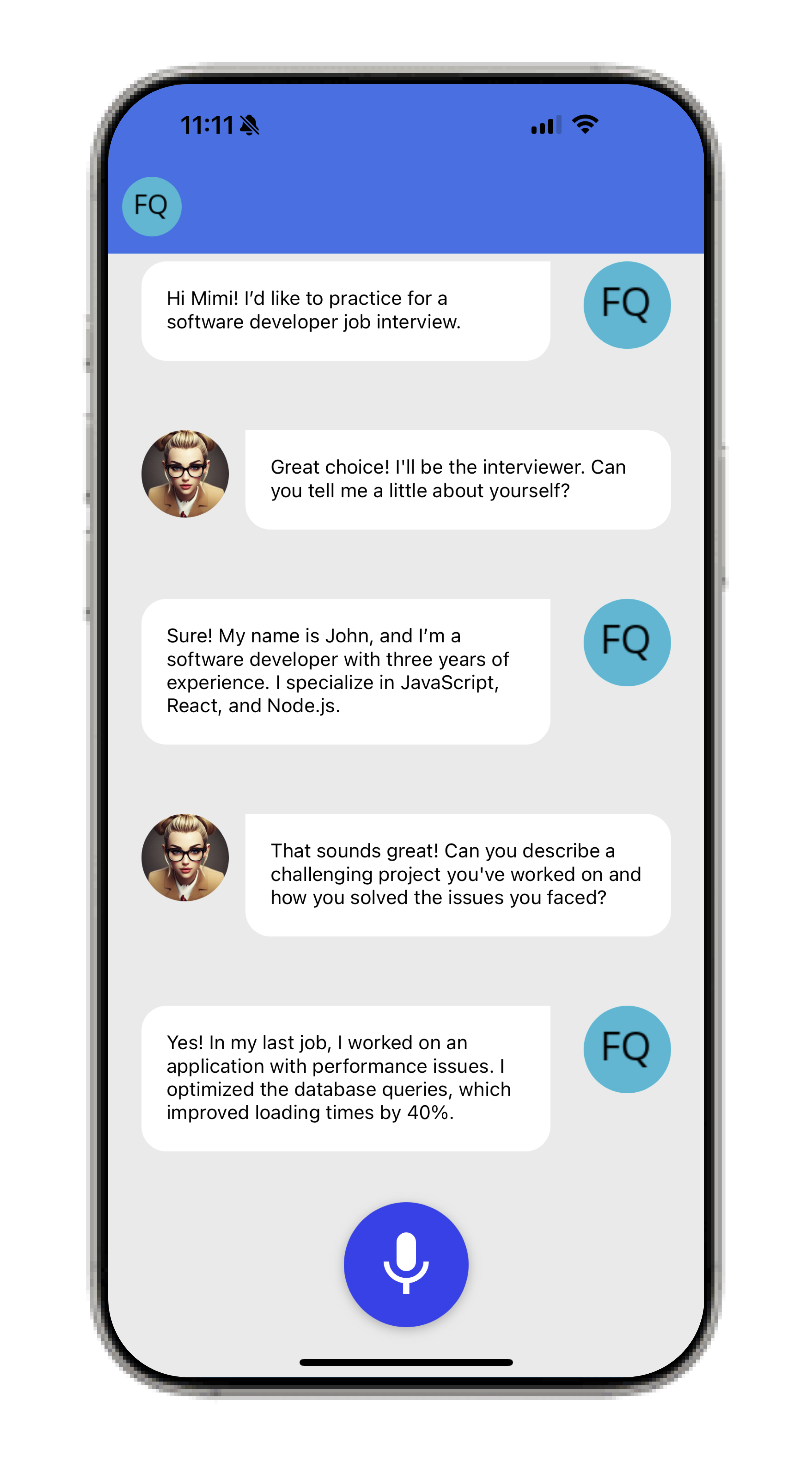 Job interview screen
